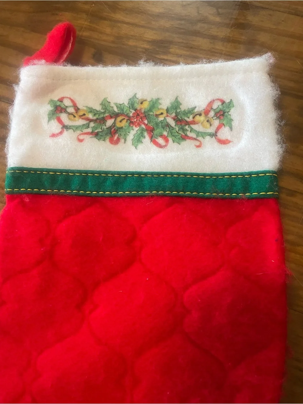 Vintage Christmas Felt Stocking Retro Holiday Home Decor